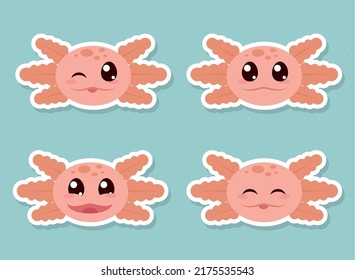 cute axolotls icon set design