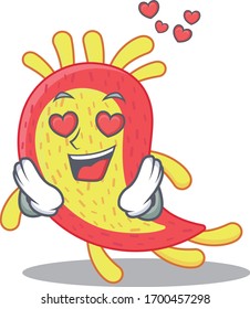 Cute azorhizobium caulinodans cartoon character has a falling in love face