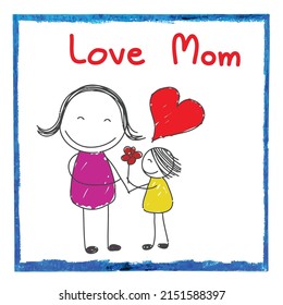 

 Cute Babe Love Mom Poster For Mothers Day