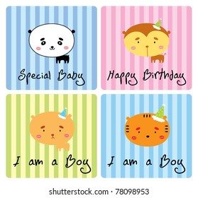 cute babies animal arrival card