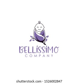 Cute Babies and Flowers for Vector Logo Templates for Baby Stores, Maternity Stores, and Business Company logos. Vector illustration.