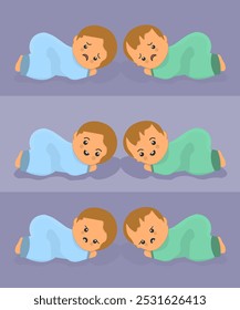 Cute Babies Lying in Swaddle Poses Illustration