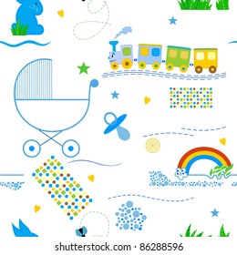 Cute babies seamless pattern for the boy.