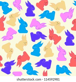 cute babies seamless pattern with Color hares.