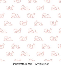 Patrón de fondo de la ilustración del contorno vectorial de bebés pequeños