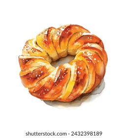 cute babka vector illustration in watercolour style