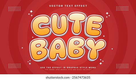 Cute Baby 3d Cartoon Style editable text effect template
