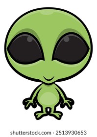 Cute Baby Alien cartoon characters standing. Best for sticker, logo, and mascot with unexplored themes