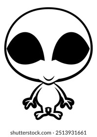 Cute Baby Alien cartoon characters standing. Best for outline, sticker, logo, coloring book, and mascot with unexplored themes