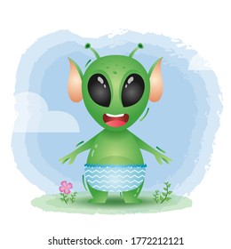 cute baby alien in the children's style. cute cartoon baby alien vector illustration