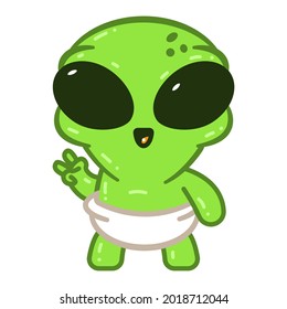 Cute Baby Alien Diaper Vector Cartoon Stock Vector (Royalty Free ...