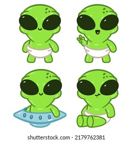 Cute Baby Alien Diapers Vector Cartoon Stock Vector (Royalty Free ...