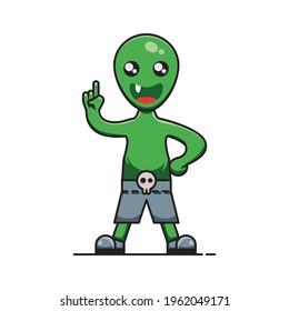 Cute baby alien has got an idea, Cute alien vector illustration