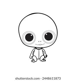 cute baby alien vector line  art design 