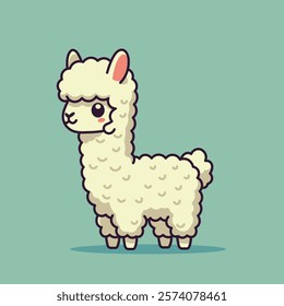 Cute baby alpaca vector illustration