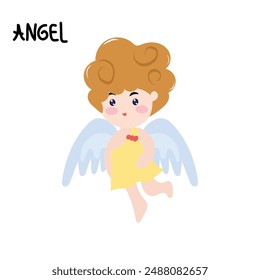 cute baby angel making a happy gesture character