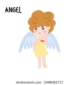cute baby angel making a happy gesture character