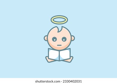 cute baby angel vector template design logo