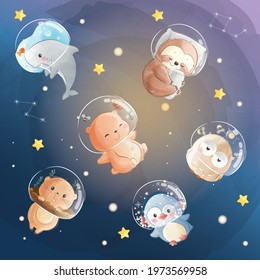 Cute Baby Animal in Astronaut Helmet