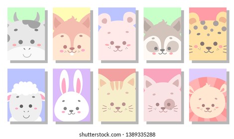 cute baby animal greeting card vector illustration