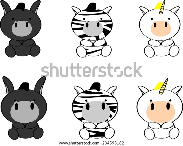 Cute Baby Animals Big Nose Cartoon Stock Vector Royalty Free