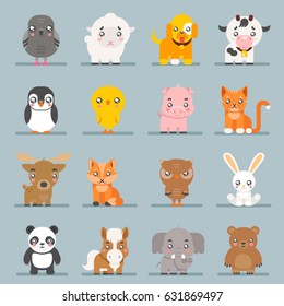 Set Different Mammal Animals On Yellow Stock Vector (Royalty Free ...