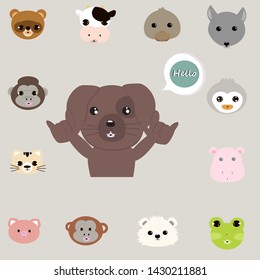 Cute baby animals cartoon. Group of animals collection.
