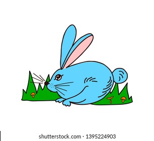 Cute baby animals cartoon hand drawn vector illustration of rabbit. Can be used for baby t-shirt print, fashion print design, kids wear, baby shower celebration, greeting and invitation card.