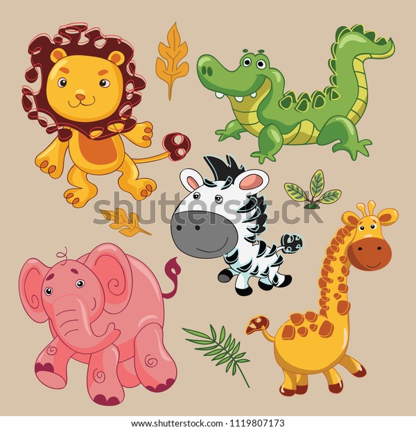 Cute Baby Animals Character Set Kawaii Stock Vector Royalty Free