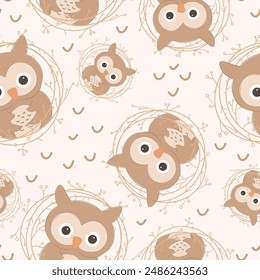Cute baby animals seamless pattern