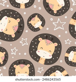 Cute baby animals seamless pattern