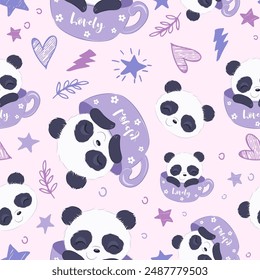 Cute baby animals seamless pattern