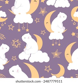 Cute baby animals seamless pattern