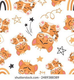 Cute baby animals seamless pattern