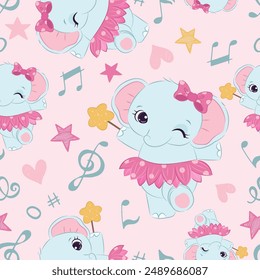 Cute baby animals seamless pattern