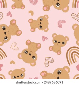 Cute baby animals seamless pattern