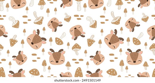 Cute baby animals seamless pattern