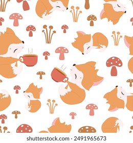 Cute baby animals seamless pattern