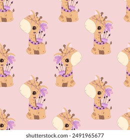 Cute baby animals seamless pattern