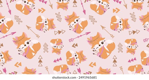 Cute baby animals seamless pattern