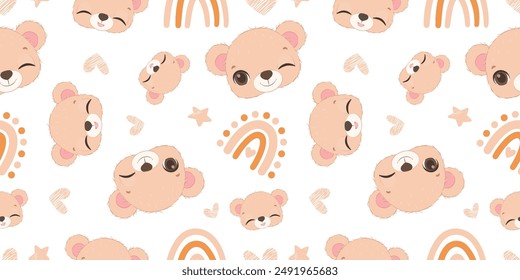 Cute baby animals seamless pattern