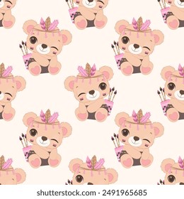 Cute baby animals seamless pattern