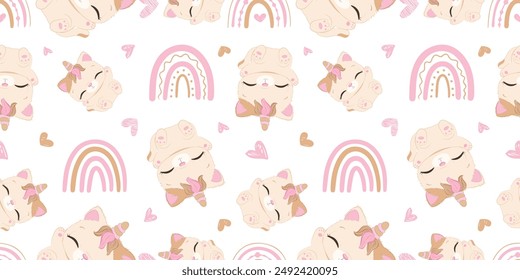 Cute baby animals seamless pattern