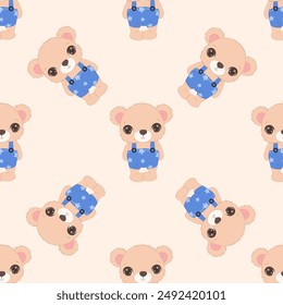 Cute baby animals seamless pattern