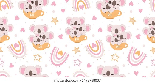 Cute baby animals seamless pattern