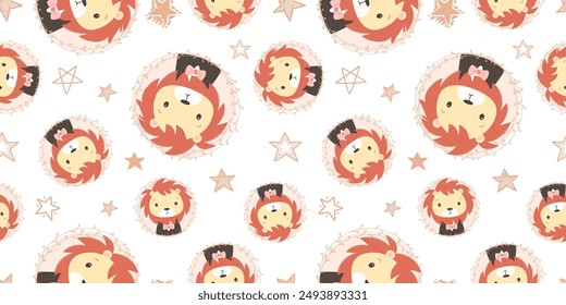 Cute baby animals seamless pattern
