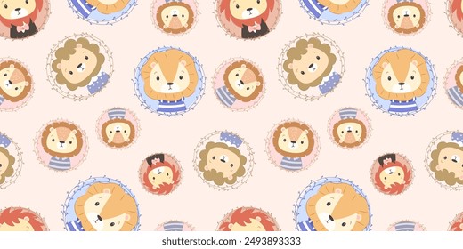 Cute baby animals seamless pattern