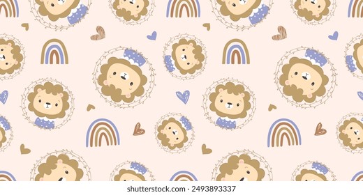 Cute baby animals seamless pattern