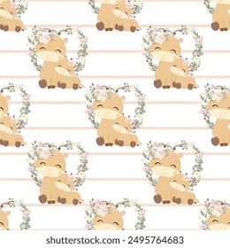 Cute baby animals seamless pattern