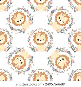 Cute baby animals seamless pattern
